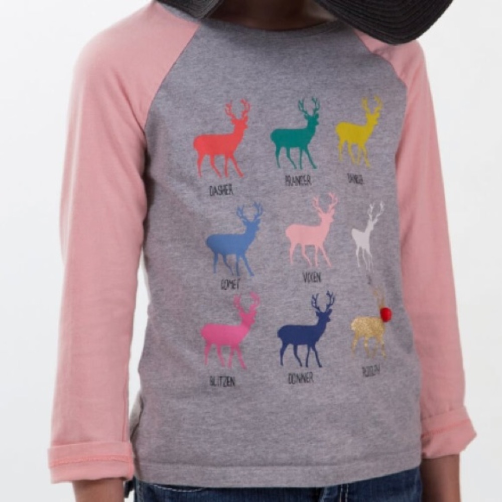 Mini Boden Christmas Rudolph Embellishment Shirt